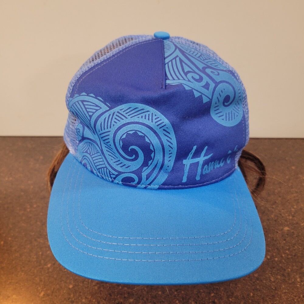 Hawaii Island Heritage Trucker Hat Unisex Adults Blue Adjustable Snapback Cap